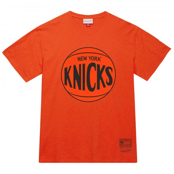 Unisex New York Knicks Mitchell & Ness Orange Hardwood Classics MVP Logo T-Shirt