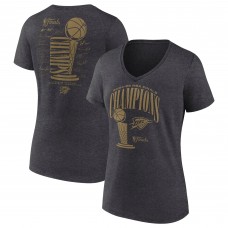 Именная футболка Women Oklahoma City Thunder Fanatics Heather Charcoal 2025 NBA Finals Champions Double Dribble V-Neck