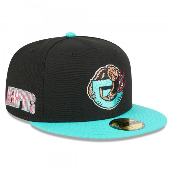 Бейсболка Memphis Grizzlies New Era Black/Turquoise 2025/26 Classic Edition Jersey Hook 59FIFTY