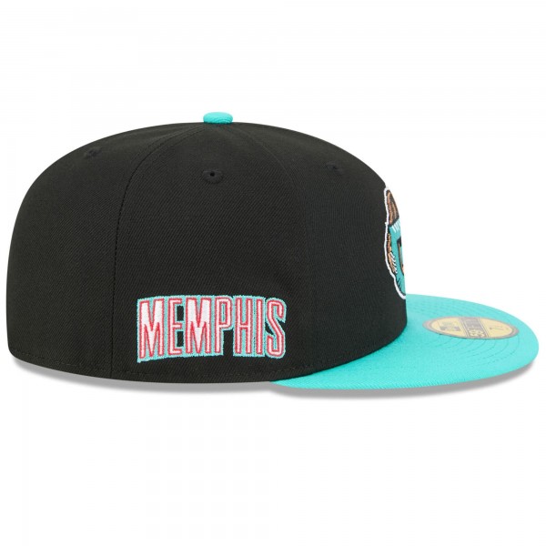 Бейсболка Memphis Grizzlies New Era Black/Turquoise 2025/26 Classic Edition Jersey Hook 59FIFTY