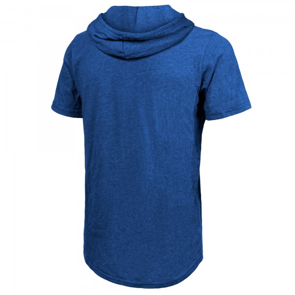 New York Knicks Majestic Threads Royal Tri-Blend Hoodie T-Shirt