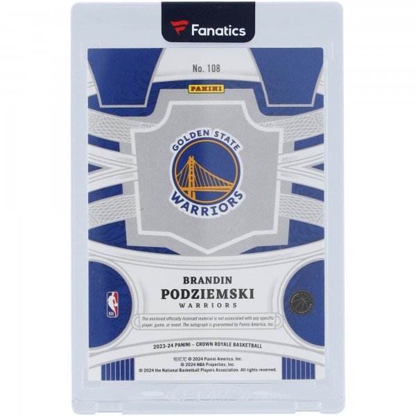 Brandin Podziemski Golden State Warriors Autographed 2023-24 Panini Crown Royale Logo Relic #108 #18/25 Rookie Card