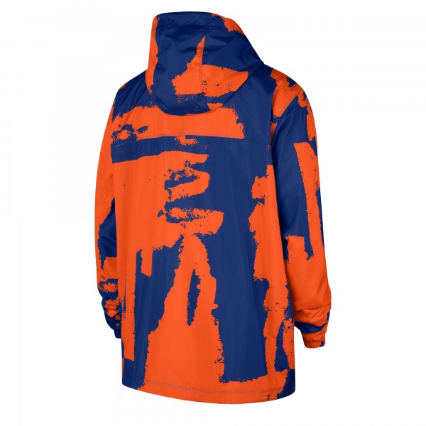 New York Knicks Nike Blue/Orange Courtside Club Premium Woven Full-Zip Hooded Jacket