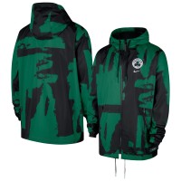 Boston Celtics Nike Black/Kelly Green Courtside Club Premium Woven Full-Zip Hooded Jacket