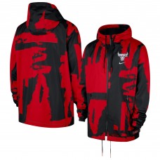 Chicago Bulls Nike Black/Red Courtside Club Premium Woven Full-Zip Hooded Jacket