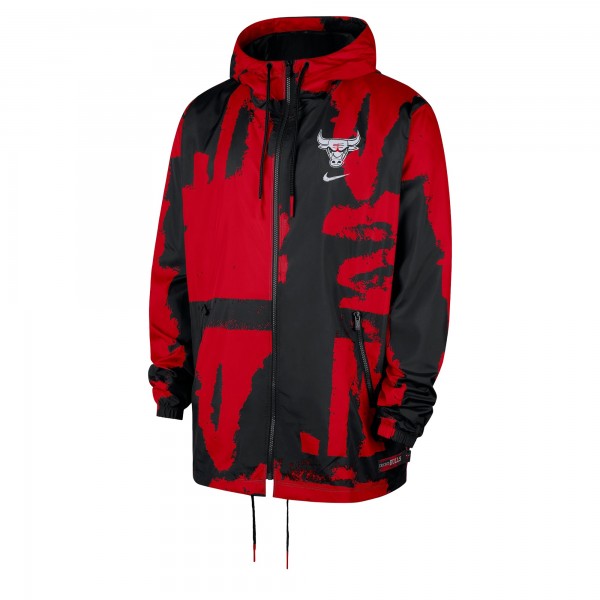 Chicago Bulls Nike Black/Red Courtside Club Premium Woven Full-Zip Hooded Jacket