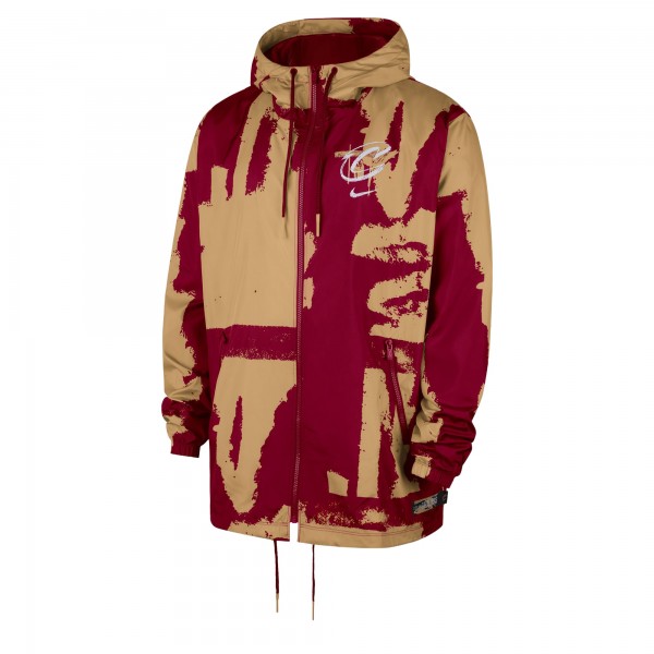Cleveland Cavaliers Nike Wine/Gold Courtside Club Premium Woven Full-Zip Hooded Jacket