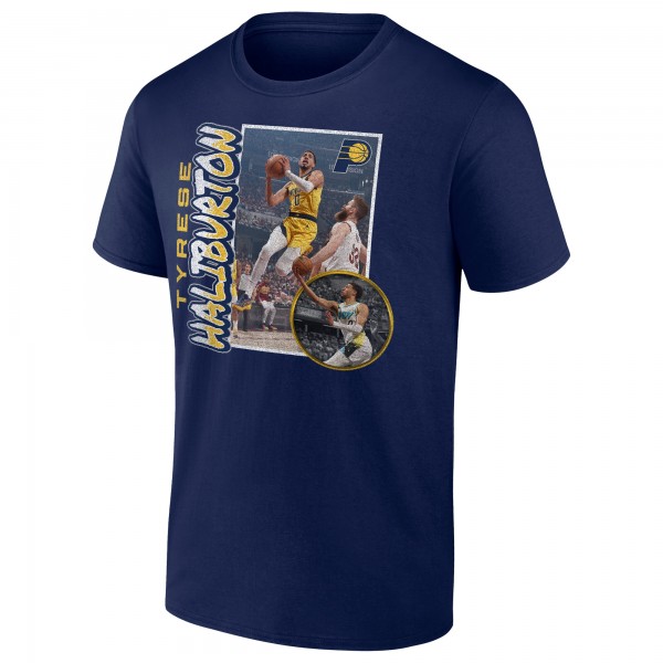 Indiana Pacers Tyrese Haliburton Navy 90s Player Graphic T-Shirt