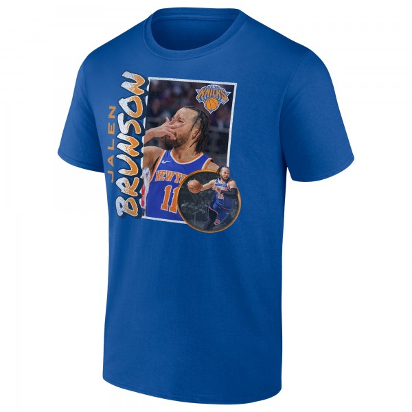 New York Knicks Jalen Brunson Blue 90s Player Graphic T-Shirt