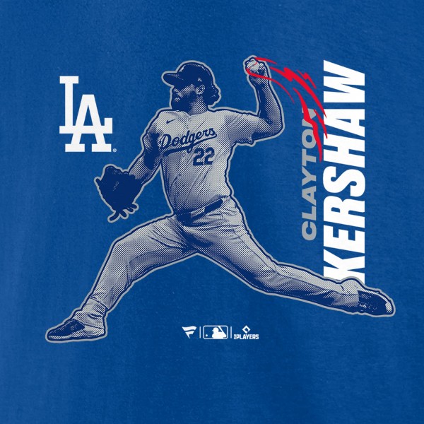 Los Angeles Dodgers Clayton Kershaw Royal Player Graphic T-Shirt