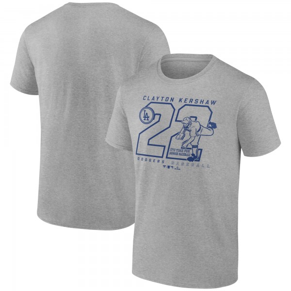 Los Angeles Dodgers Clayton Kershaw Heather Gray Player Graphic T-Shirt