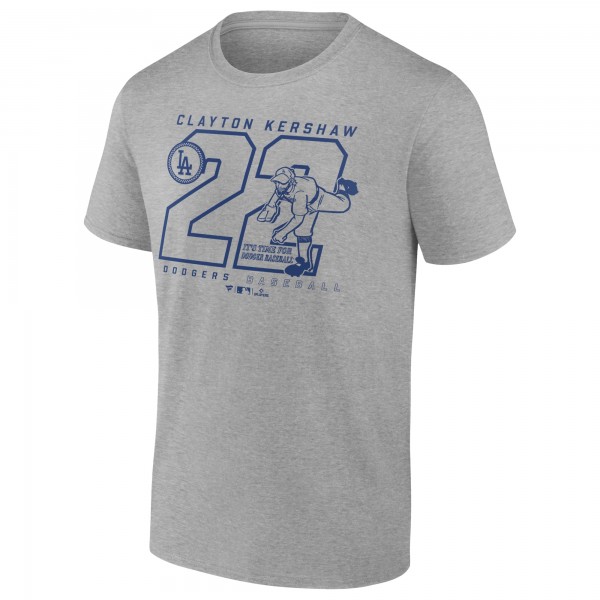 Los Angeles Dodgers Clayton Kershaw Heather Gray Player Graphic T-Shirt
