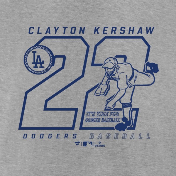 Los Angeles Dodgers Clayton Kershaw Heather Gray Player Graphic T-Shirt