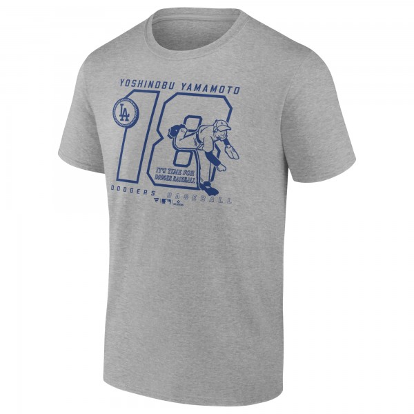 Los Angeles Dodgers Yoshinobu Yamamoto Heather Gray Player Graphic T-Shirt