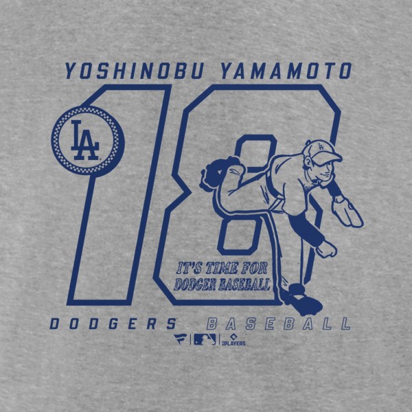 Los Angeles Dodgers Yoshinobu Yamamoto Heather Gray Player Graphic T-Shirt