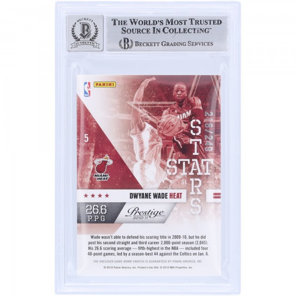Dwyane Wade Miami Heat Autographed 2010-11 Panini Prestige Stat Stars GU Relic #5 #/249 Beckett Fanatics Witnessed Authenticated 10 Card