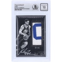 Klay Thompson Golden State Warriors Autographed 2015-16 Panini Noir Prime Jumbo Material 2 Color Relic #4 #/25 Beckett Fanatics Witnessed Authenticated 10 Card