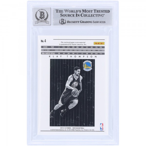 Klay Thompson Golden State Warriors Autographed 2015-16 Panini Noir Prime Jumbo Material 2 Color Relic #4 #/25 Beckett Fanatics Witnessed Authenticated 10 Card
