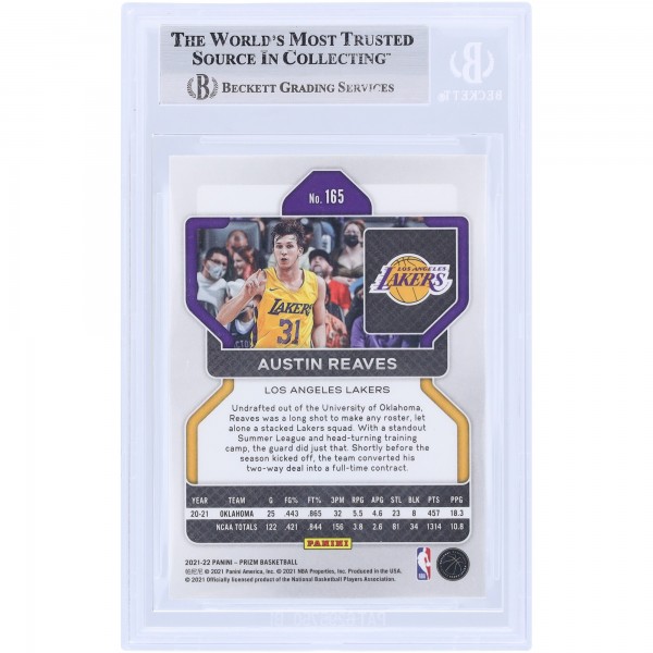 Austin Reaves Los Angeles Lakers Autographed 2021-22 Panini Prizm #165 Beckett Fanatics Witnessed Authenticated Rookie Card