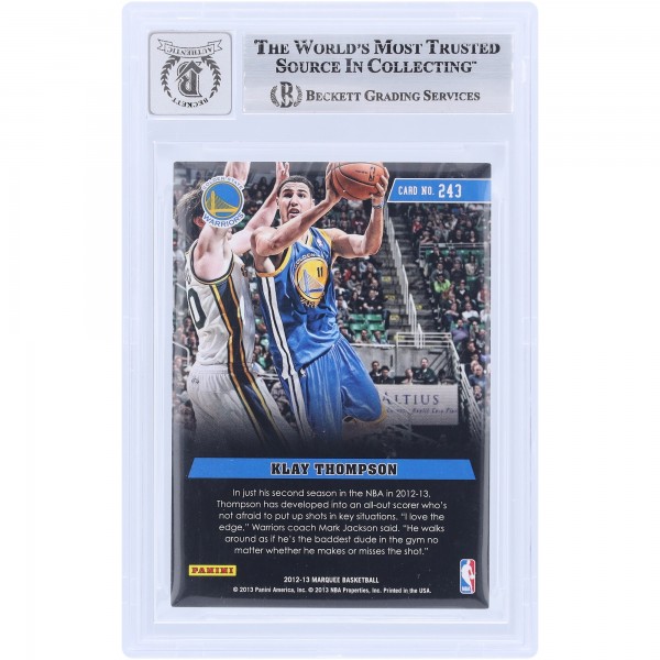 Klay Thompson Golden State Warriors Autographed 2012-13 Panini Marquee #243 Beckett Fanatics Witnessed Authenticated 10 Rookie Card