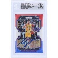 Austin Reaves Los Angeles Lakers Autographed 2021-22 Panini Prizm Red White & Blue Prizm #165 Beckett Fanatics Witnessed Authenticated Rookie Card