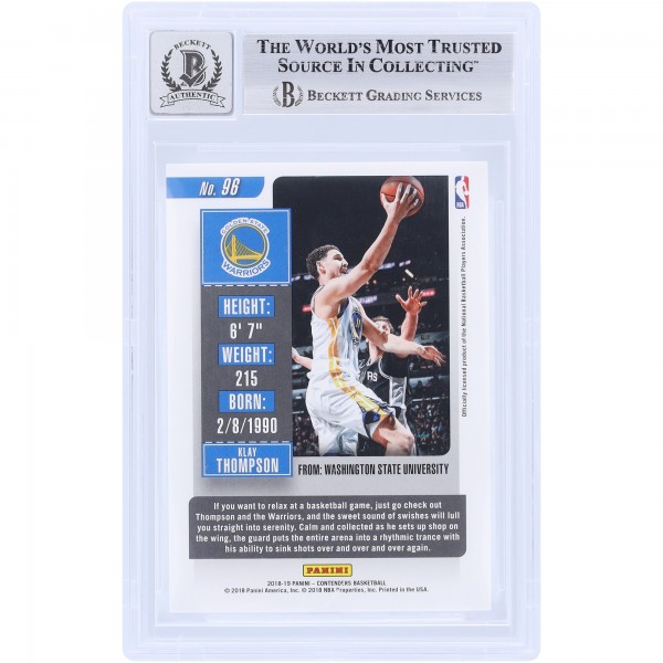 Klay Thompson Golden State Warriors Autographed 2018-19 Panini Contenders Playoff Ticket #96 #/199 Beckett Fanatics Witnessed Authenticated 10 Card