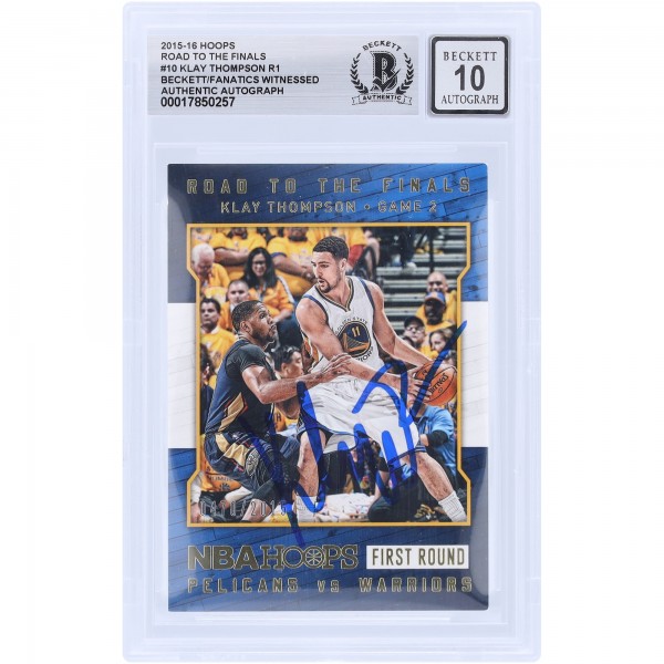 Klay Thompson Golden State Warriors Autographed 2015-16 Panini Hoops Road to the Finals #10 #/2015 Beckett Fanatics Witnessed Authenticated 10 Card