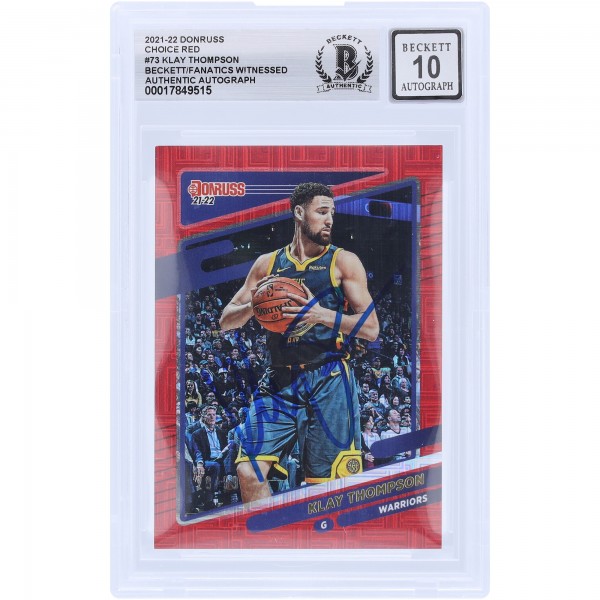 Klay Thompson Golden State Warriors Autographed 2021-22 Panini Donruss Choice Red #73 #/99 Beckett Fanatics Witnessed Authenticated 10 Card