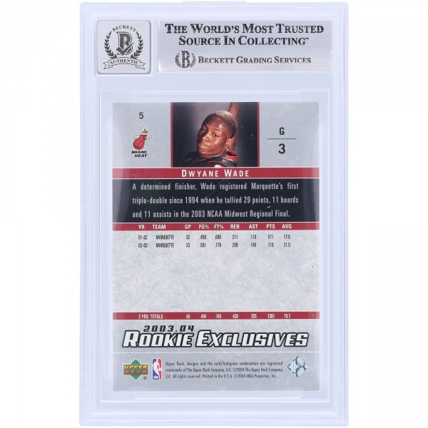 Dwyane Wade Miami Heat Autographed 2003-04 Upper Deck Star Rookie Exclusives #5 Beckett Fanatics Witnessed Authenticated 10 Rookie Card with HOF 23 Inscription