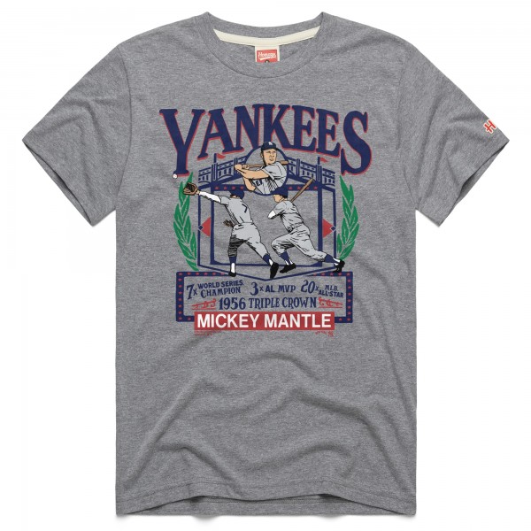 New York Yankees Mickey Mantle Homage Dark Heather Gray Awards Tri-Blend T-Shirt