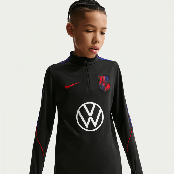 Подростковая USMNT Nike 2026 Strike Dri-FIT Long Sleeve Quarter-Zip Drill Top - Black