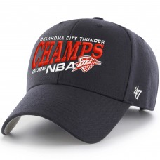Бейсболка Oklahoma City Thunder 47 Navy 2025 NBA Finals Champions Slanted Text MVP