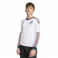 Подростковая Mexico National Team adidas 2026 Away Replica Long Sleeve Jersey - White