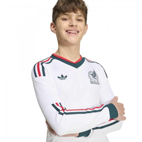 Подростковая Mexico National Team adidas 2026 Away Replica Long Sleeve Jersey - White