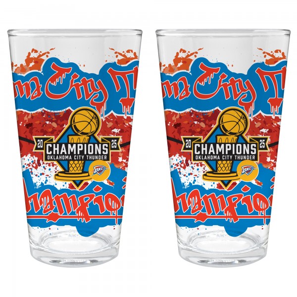 Набор стаканов Oklahoma City Thunder 2025 NBA Finals Champions Two-Piece 16oz. Pint