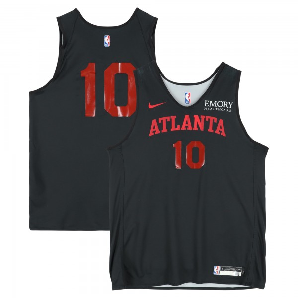 Zaccharie Risacher Atlanta Hawks Fanatics Authentic Practice-Used #10 Black/Gray Reversible Jersey from the 2024-25 NBA Season - Size XL