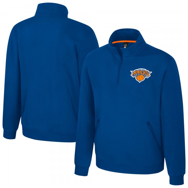 Unisex New York Knicks Stadium Essentials Blue Varsity Trainer Quarter-Zip Pullover