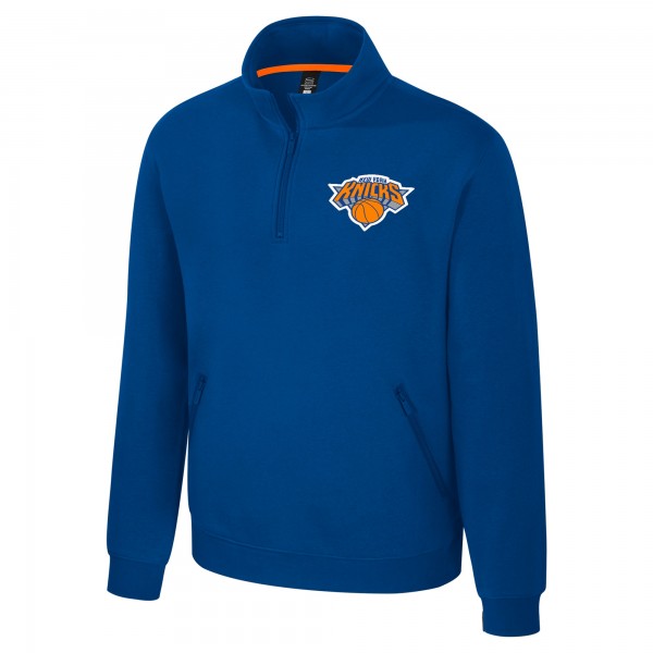 Unisex New York Knicks Stadium Essentials Blue Varsity Trainer Quarter-Zip Pullover