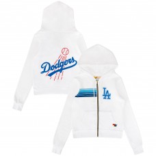 Unisex Los Angeles Dodgers Aviator Nation x MLB White Five-Stripe Tri-Blend Full-Zip Hoodie