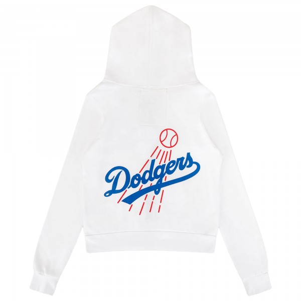 Unisex Los Angeles Dodgers Aviator Nation x MLB White Five-Stripe Tri-Blend Full-Zip Hoodie