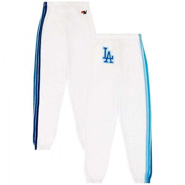 Unisex Los Angeles Dodgers Aviator Nation x MLB White Five-Stripe Tri-Blend Sweatpants