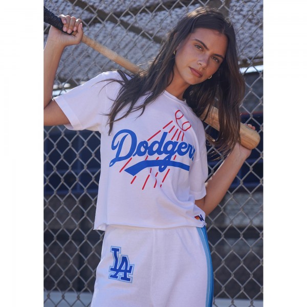 Unisex Los Angeles Dodgers Aviator Nation x MLB White Five-Stripe Tri-Blend Sweatpants