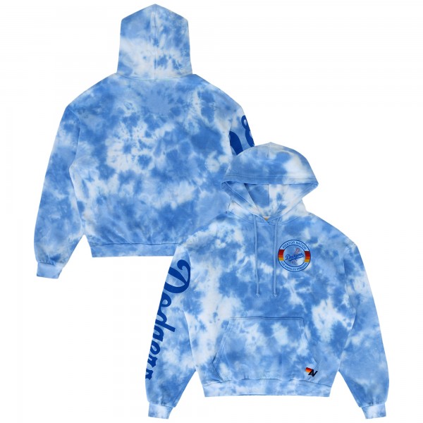 Unisex Los Angeles Dodgers Aviator Nation x MLB Light Blue Tie-Dye Tri-Blend Hoodie