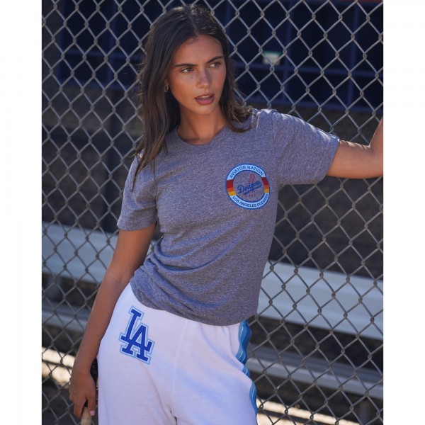 Unisex Los Angeles Dodgers Aviator Nation x MLB Heather Gray Bolt Tri-Blend T-Shirt