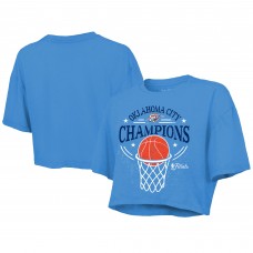 Укороченная футболка Women Oklahoma City Thunder Majestic Threads Blue 2025 NBA Finals Champions Boxy