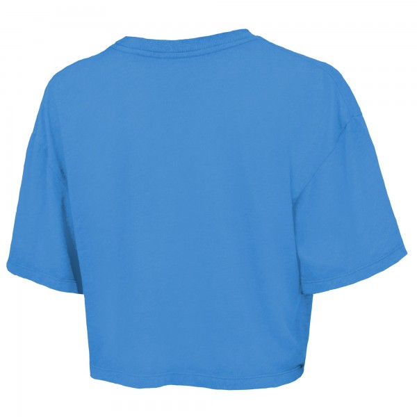 Укороченная футболка Women Oklahoma City Thunder Majestic Threads Blue 2025 NBA Finals Champions Boxy