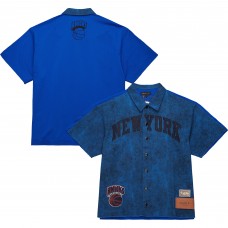New York Knicks Mitchell & Ness x Purple Brand Navy Button-Up Shooting Shirt