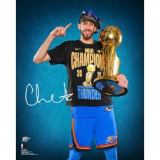 Фотография Chet Holmgren Oklahoma City Thunder Autographed Fanatics Authentic 8 x 10 2025 NBA Finals Champions Trophy