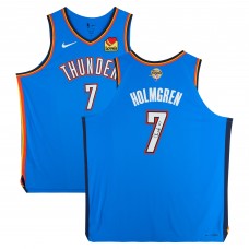 Игровая джерси Chet Holmgren Oklahoma City Thunder Autographed Fanatics Authentic Nike 2025 NBA Finals Patch Blue Icon Authentic