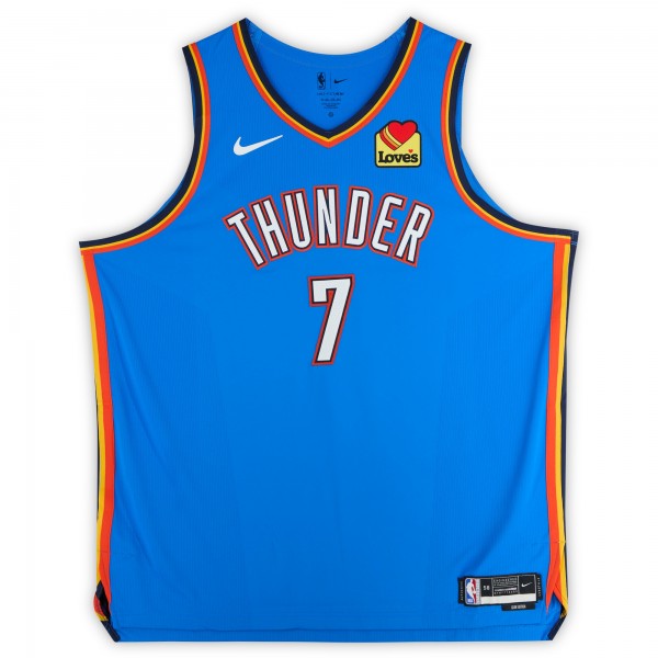 Игровая джерси Chet Holmgren Oklahoma City Thunder Autographed Fanatics Authentic Nike 2025 NBA Finals Patch Blue Icon Authentic